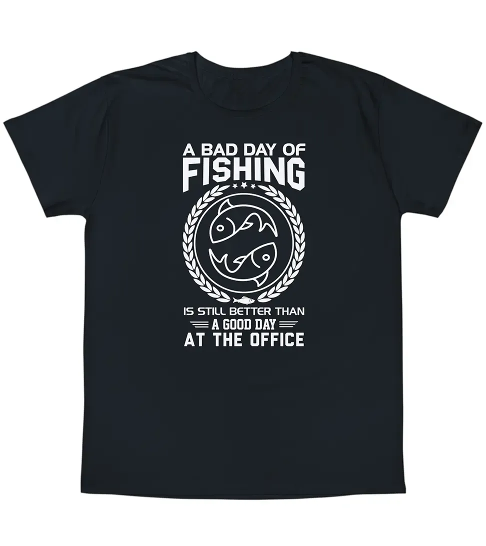 Тениска с декоративен печат - Bad Day OF Fishing